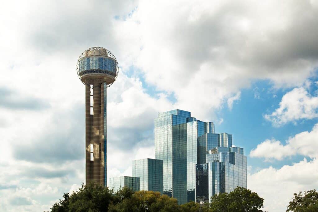 Reunion Tower and downtown Dallas skyline